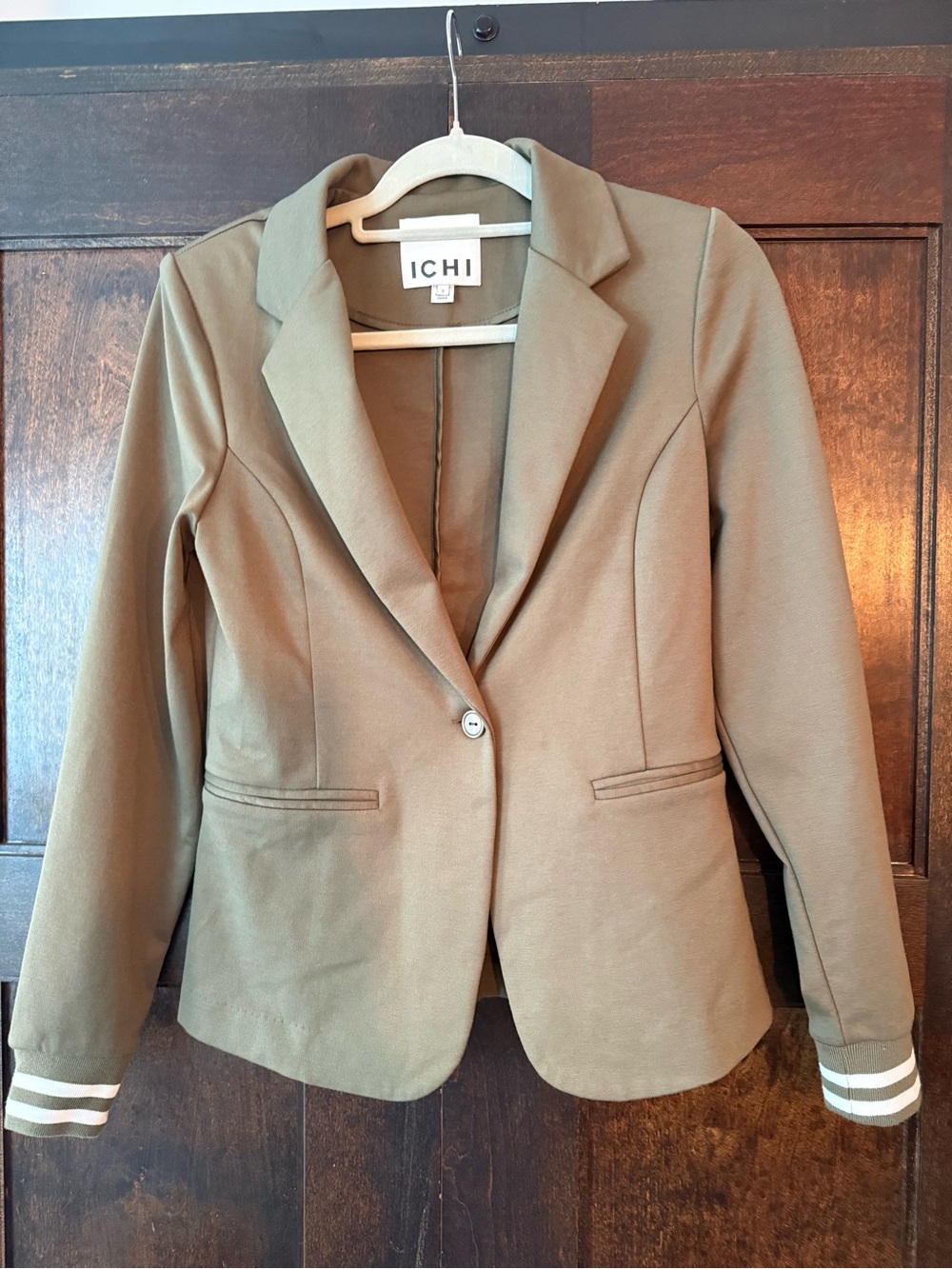 ICHI Olive Tailored Single-Button Blazer Jacket